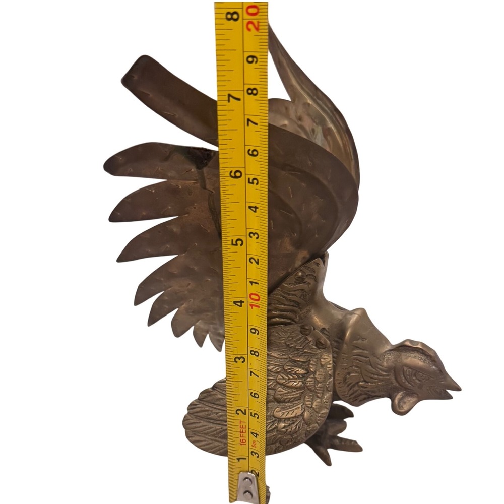 Vintage Brass Rooster‎ Figurine Metal Art Sculpture Made in Hong Kong - Picture 3 of 10